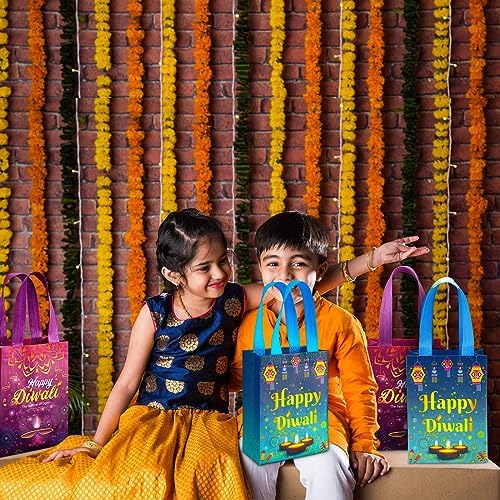 Windyun 48 Pcs Diwali Gift Bags Non Woven Handles Festival of Lights Party - Image 5