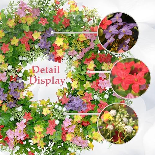 20" Spring Summer Wreath for Front Door Outside - Boxwood Greenery Wreath - Image 4