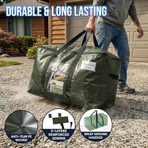 TAILI 4 Pack Green Extra Large Moving Bags,Storage Bag with Visible Window - Image 3