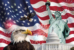 American Flags Backdrop 10x8ft Fabric 4th of July Backdrop for Independence Day Party Decoration Patriotic Backdrops Statue of Liberty Photos American Theme Party Memorial Day Backdrop - Image 4
