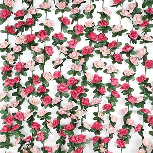 BLEUM CADE 12Pcs 16.4Ft Fake Flower Garland Artificial Rose Vines by BLEUMCADE
