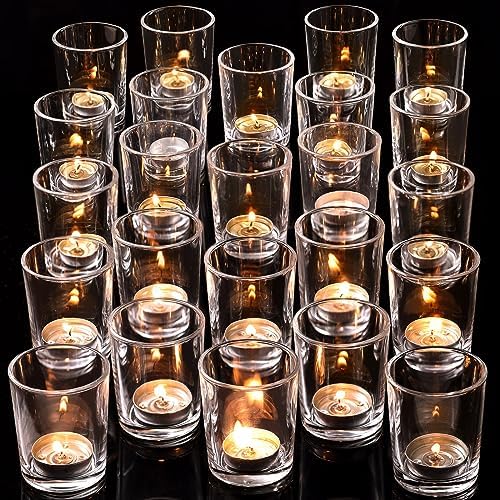 DARJEN 24Pcs Clear Votive Candle Holders Glass Tea Light Candle Holder by DARJEN