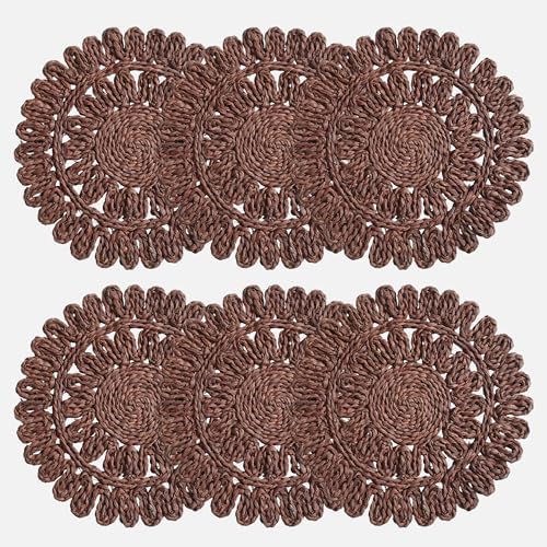 Circorn 13.8 Inch Round Woven Placemats Set of 6 by TIHODA
