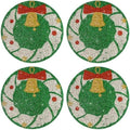 15" Christmas Rhinestones Placemats Set of 4, Green Wreath by Cumouna