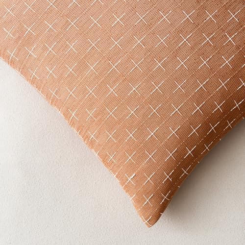 MIULEE Pack of 2 Decorative Burlap Linen Throw Pillow Covers Farmhouse Pillowcases Modern Rustic Woven Textured Cushion Cover for Sofa Couch Bed 24x24 Inch Brick - Image 2