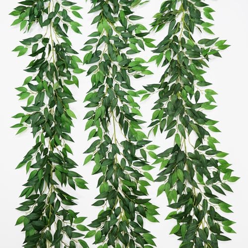 3 Strands Artificial Italian Ruscus Vines 78" Silk Italian Ruscus Greenery Garland with Green Leaves Faux Greenery Vines Stems for Table Centerpieces Wedding Arch Flowers Home Decor by VOELIGT