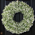 26" Large Artificial Boxwood Wreath for Front Door Decoration (White-Green) by FOTEEWL