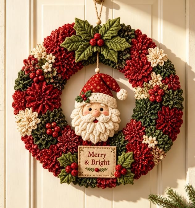 3D Fabric Poke Wreath DIY Kit for Adults Christmas Holiday Decor，2PCS C - Image 5