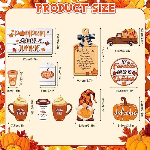 14 Pcs Halloween Tiered Tray Decor Set, Gnome Wood Table Signs (Drinking) - Image 2