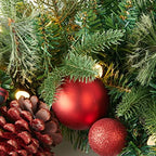 9Ft Poinsettias Pre-lit Christmas Garland 50 LED Lights Battery Operated,Holiday Decoration Fireplace Stairs Mantle Door Indoor Outdoor - Image 2