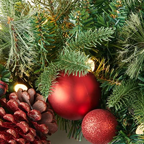 9Ft Poinsettias Pre-lit Christmas Garland 50 LED Lights Battery Operated,Holiday Decoration Fireplace Stairs Mantle Door Indoor Outdoor - Image 2
