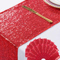 ShinyBeauty Red Table Runners 108 Inches Long Sequin Table Runner Christmas Decorations Sparkletable Linen for Wedding, Party,Outdoor,Cake Table Decor (12"X108",20 Packs) by ShinyBeauty