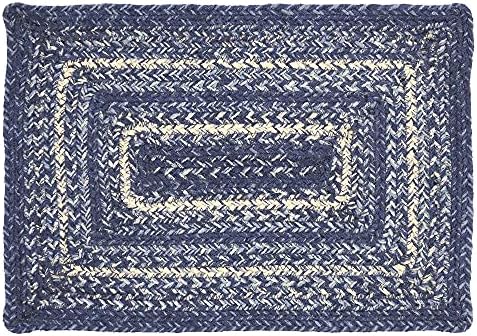 VHC Brands Farmhouse Great Falls Blue Table Placemat, Blue White, Jute Blend, Rectangle, 12x18 Inches, 8 Pack 8 Pack - Image 3