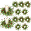 12 Pcs Artificial Christmas Candle Rings 9 Inch Cedar Pine Garland Wreaths with Red Berries Pinecones Wreaths Pine Needles Candle Ring Holder for Christmas Winter Decorations Table Centerpiece by Unknown