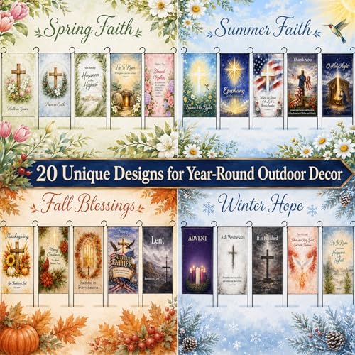 20 Pcs Christian Garden Flags 12x18 Inch Double-Sided Religious Seasonal Garden Flags Set for Outside Bible Verse Cross Yard Flags for Easter Christmas Thanksgiving Lent Advent Outdoor Decor - Image 4