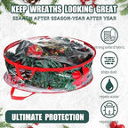 Shappy 6 Pieces Wreath Storage Bags 30 Inch Dual Zippers,Clear, Red - Image 4
