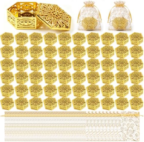 Yexiya 60 Pack Golden Indian Return Gift Boxes for Diwali Pooja, Classic by Yexiya