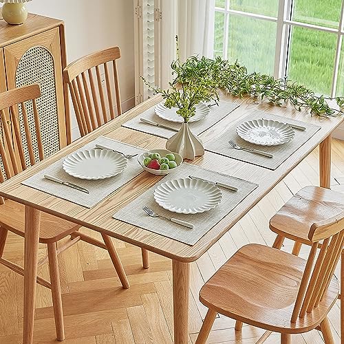 Softalker Faux Linen Cloth Placemats Set of 12-12 x 18 Inch, Cream - Image 7