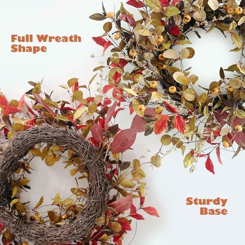 22 Inch Fall Wreath for Front Door Full Eucalyptus Wreath - Image 4