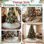 JOVIPOP Christmas Tree Skirt, 60 Inch Green Striped Ruffle - Image 7