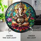 Diwali Ganesh Elephant God Stained Glass Suncatcher Window Hangings, Indian Decor, Diwali Wall Hangings, Wall Decorations for Home 9.8" - Image 4