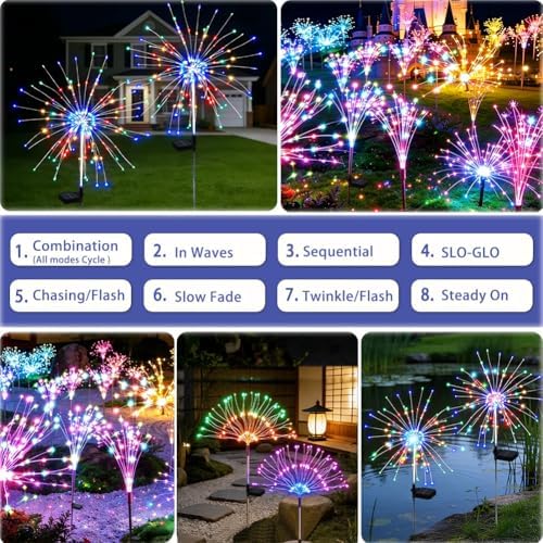 Fireworks Solar Lights Outdoor Fairy Garden Multicolor 8 Pack - Image 4