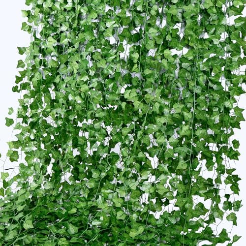 100 Pack 750 Feet Fake Vines for Room Decor Artificial lvy Greenery Garland Vine Leaves, Leaf Plants Flowers Foliage for Bedroom,Garden Wall. Decor Indoor Outdoor by Unknown