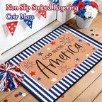 2 Pcs God Bless America Door Mats, 4th of July Patriotic Welcome Mat Non-Slip Coir Doormat with Blue White Stripes, Layered Rug for America 250th Anniversary, Front Porch Entryway Decor - Image 4