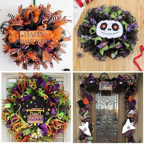 5 Rolls Halloween Deco Mesh Ribbon for Wreaths Crafts Supplies - Image 4
