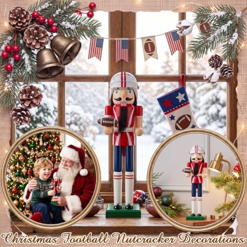 Blosssound 15" Christmas Football Nutcracker Wooden Sports Decor,Football B - Image 7