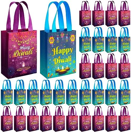 Windyun 48 Pcs Diwali Gift Bags Non Woven Handles Festival of Lights Party by Windyun
