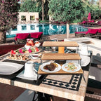 Rectangular Wooden Tiered Tray Set with Rack, Coffee Finish - Image 5