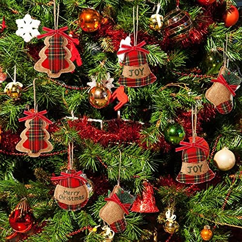 24 Pcs Burlap Christmas Ornaments Set Mini Stockings Funny,Rustic - Image 6