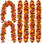 6PCS Fall Maple Leaves Garland, Party Joy 5.6Ft Artificial Maple Leaf Autumn Garland Hanging Fall Vines Table Decorations Front Door Fall Decor Thanksgiving Decorations Decor Outside Indoor Decor by Unknown