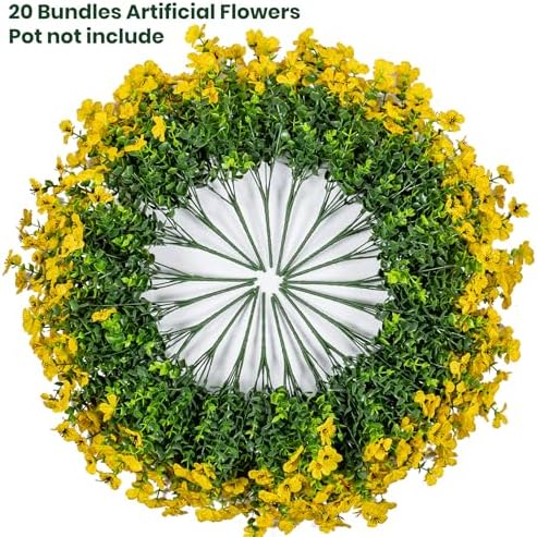20 Bundles Artificial Flowers for Outdoor, Fake Plants Spring Decor,Yellow - Image 4
