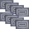 VHC Brands Farmhouse Great Falls Blue Table Placemat, Blue White, Jute Blend, Rectangle, 12x18 Inches, 8 Pack 8 Pack by VHCBrands