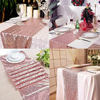 12 Packs Sequin Table Runner Rose Gold 12 X 108 Inch Glitter Dining Table Runner for Birthday Wedding Engagement Bridal Baby Shower Bachelorette Holiday Celebration Party Supplies Decorations - Image 6