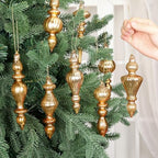 Mifoci 8 Pcs 6 Inch Mercury Glass Finial Christmas Ornaments,Champagne - Image 5