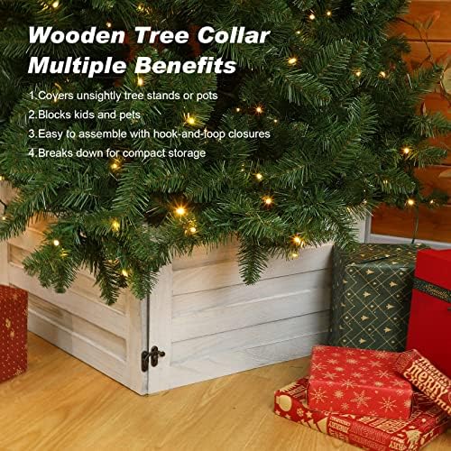Macarrie Wood Christmas Tree Collar Box, Stand Cover, White, 26 x 12 Inch - Image 5