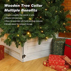 Macarrie Wood Christmas Tree Collar Box, Stand Cover, White, 22 x 12 Inch - Image 5
