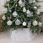 White Christmas Tree Collar with Sparkling Sequins,Christmas Tree Collars for Atificial Trees, 33.5 Inch Christmas Tree Skirt, Xmas Tree Stand Base Cover,Holiday Home Decor Tree Ring(Large) by SunshineDecor