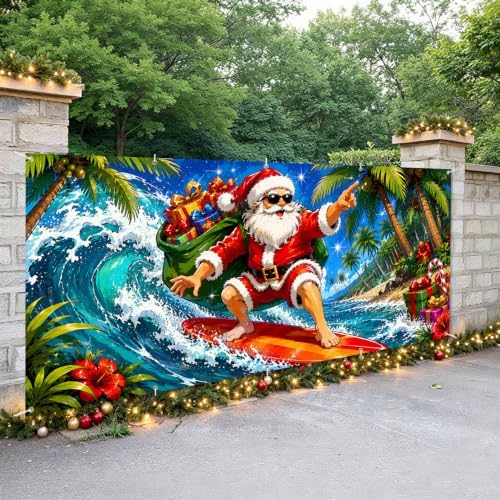 7x16FT Merry Chrismas Garage Door Banner Gingerbread Deer Snowman Santa Claus Beach Garage Door Cover Decoration for Chrismas Outdoor Decoration - Image 5