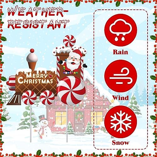Wettarn 6 Pcs Christmas Train Yard Signs with LED Lights Stakes,Santa - Image 6