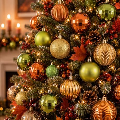 Lunmon 64 Pcs Fall Ornaments Orange Lime Green Autumn Thanksgiving Bulbs - Image 4