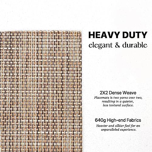 LEXMORE PlaceMats Set of 12 Vinyl/Plastic Woven Place Mats for Kitchen Table Indoor/Outdoor Washable PlaceMat Wipeable Dining Table Mats(Caramel) - Image 3
