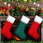 Zubebe 60 Pcs Felt Christmas Stockings Bulk, 15'',White Trim, Red Green - Image 5