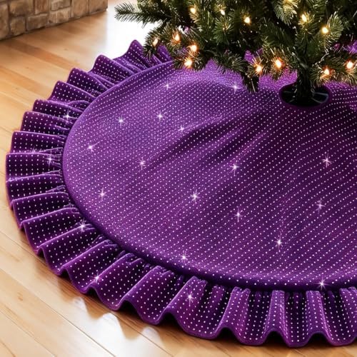 60 Inch Purple Christmas Velvet Tree Skirt for Xmas Halloween Home Decor by FUHSY