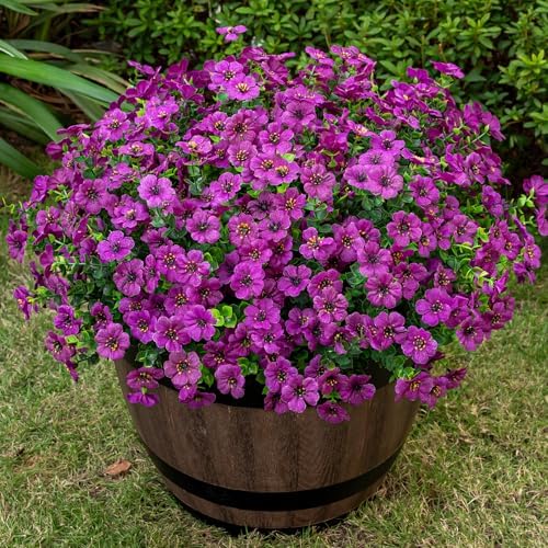 20 Bundles Artificial Flowers for Outdoor, Fake Plants Spring Decor,Fuchsia by Lnoicy