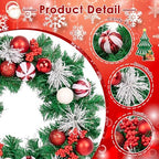Christmas Wreaths for Front Door Decor Flower, 20" Peppermint - Image 4