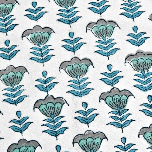 Ridhi Block Print Aquamarine Blue Throw Pillow Cover 18" x 18" (Pack of 2) Decorative Cushion Covers with Ruffle for Couch, Sofa, Bed, Living Room, Home Decor Gift for Spring, Easter, Valentine - Image 6